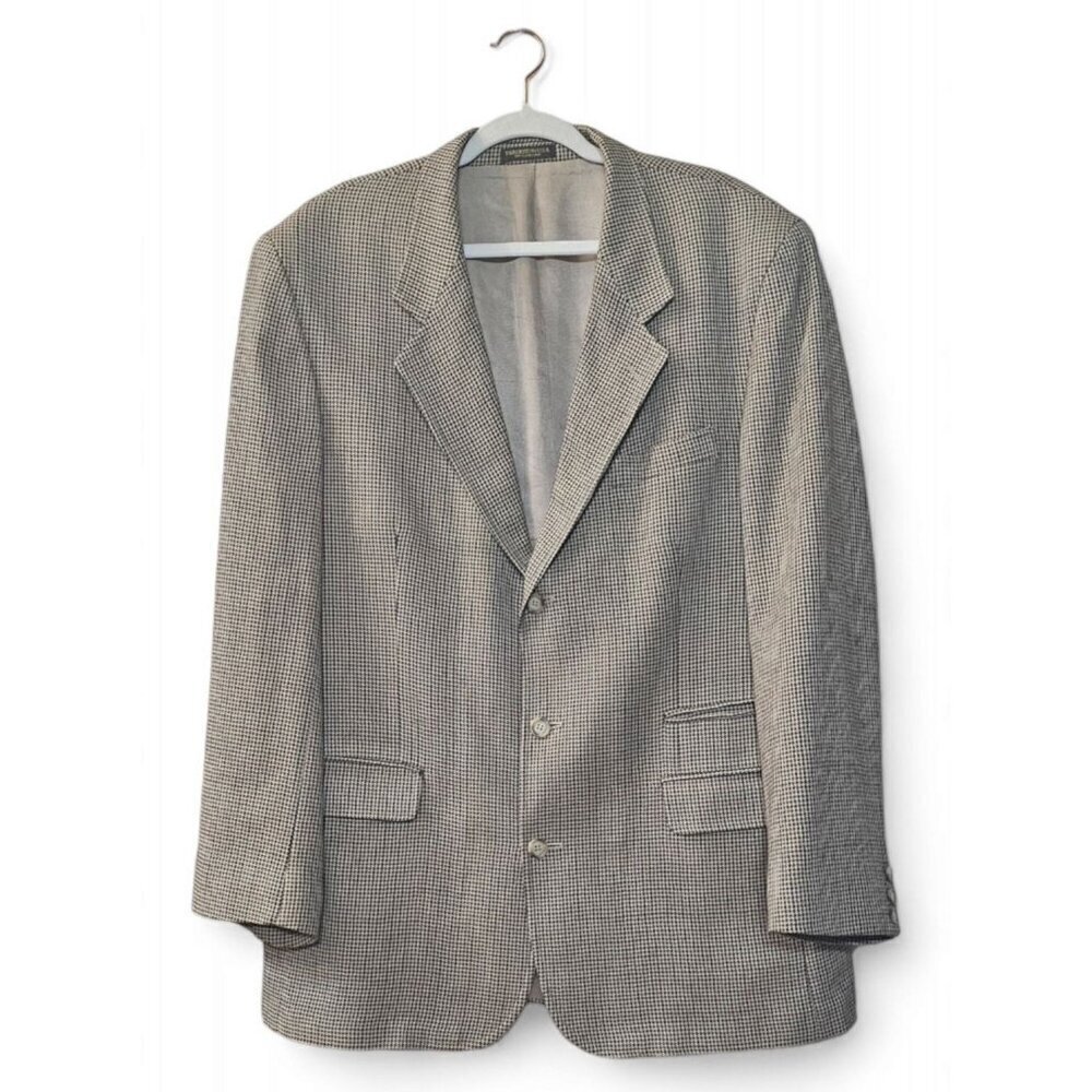 Vintage Orvis men's beige & brown check pattern sport jacket size approx 44L